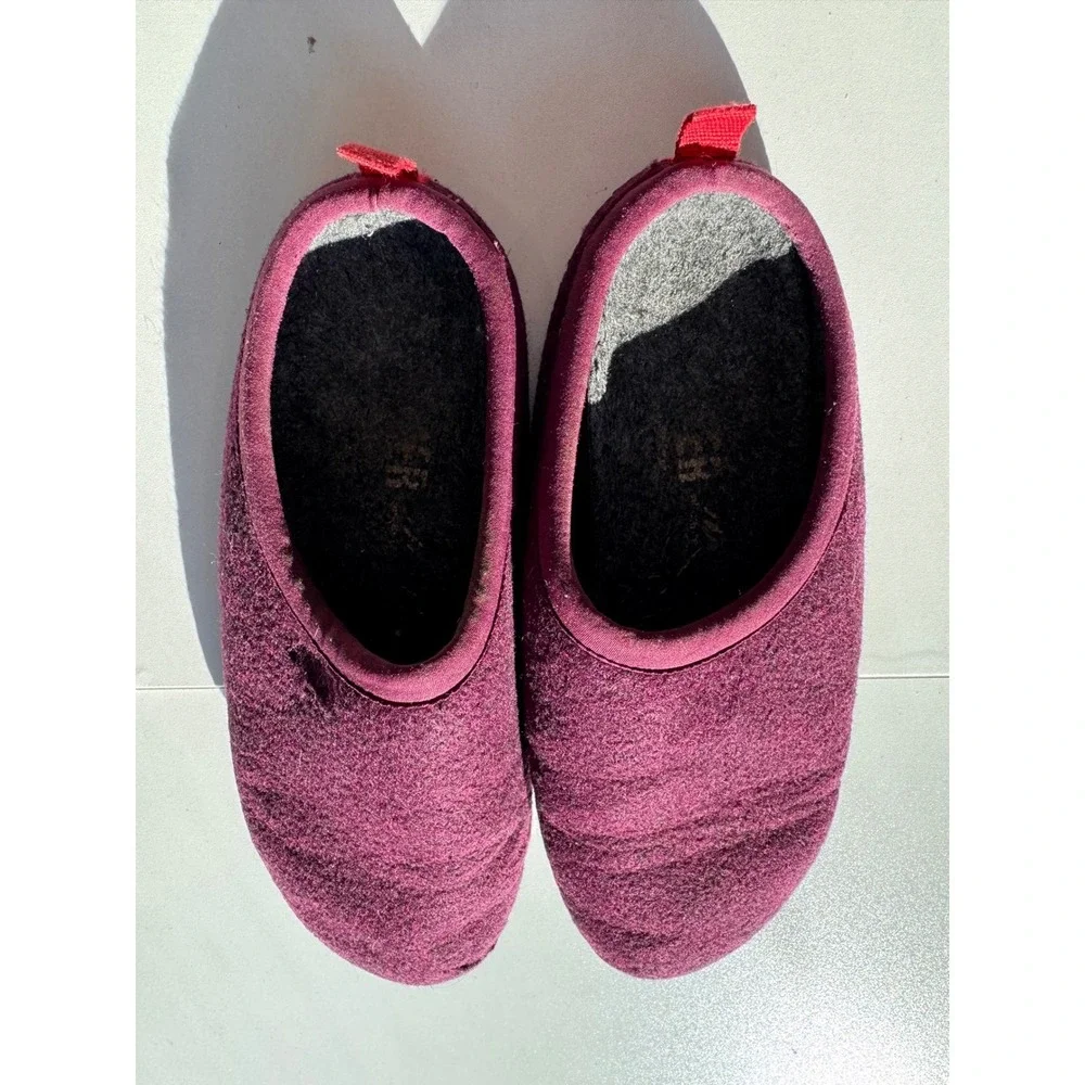 Camper Kids‎ Felt Slippers Burgundy Size 36 4 Mules Slip On Shoes
